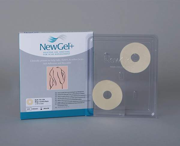 NewGel+ Beige & Clear Silicone Areola, 2 78” dia. (7.2cm dia.), 2 pcspackage
