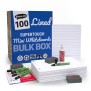 Show-me Bulk Box of 100 x A4 Lined/Plain SUPERTOUGH Whiteboards, with pens and erasers plus 1 free c