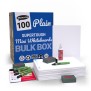 Show-me Bulk Box of 100 x A4 Plain/Plain SUPERTOUGH Whiteboards, pens and erasers plus 1 free cleane